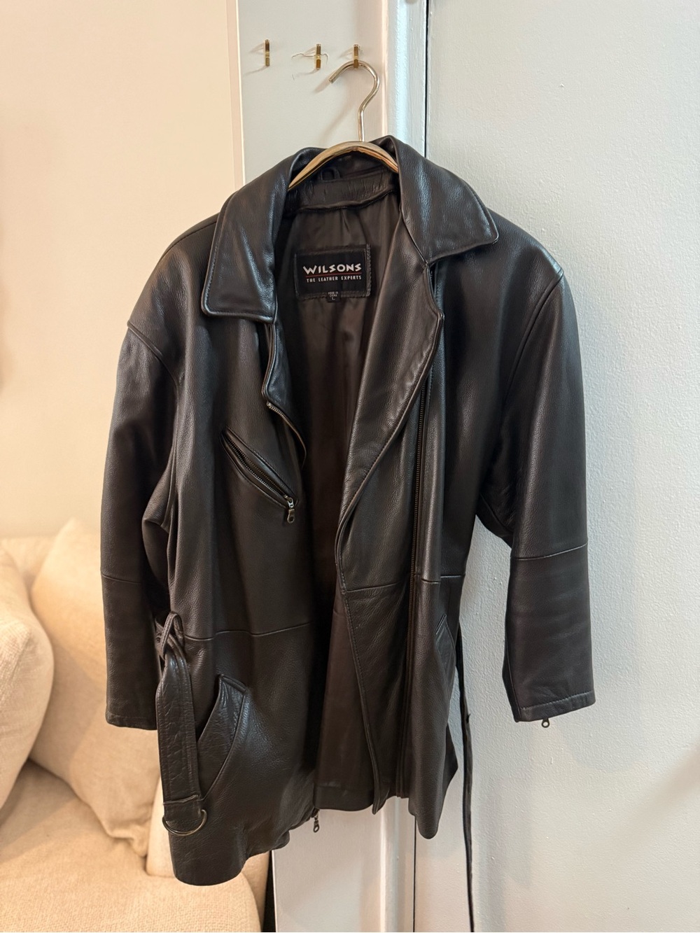 Wilsons Leather Brown Belted Leather Jacket